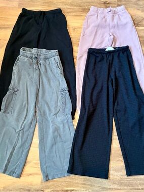Lot 4 Kids Girls H & M / Cat & Jack Joggers Sweatpants Pants Size 8 Bundle